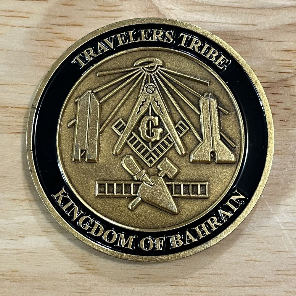 Challenge Coin Travelers Tribe Masonic Club Kingdom Of Bahrain Freemason